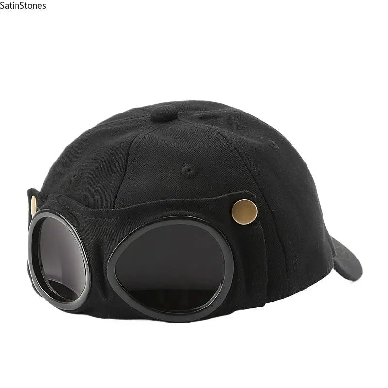 𧢠Pilot-Inspired Baseball Cap with Built-In Sunglasses â Novelty Goggle Sun Hat for Fishing, Boating & Outdoor Fun đśď¸â¨