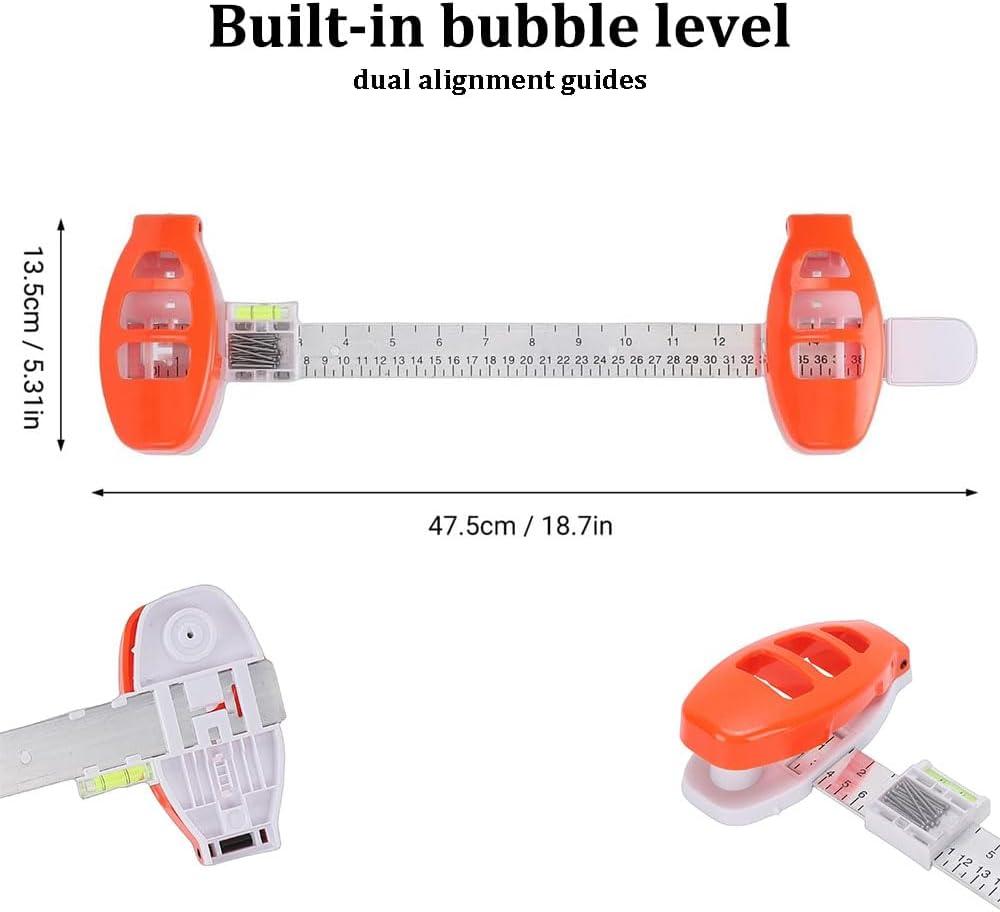 Picture Hanging Tool with Level – Magnetic Alignment Ruler for Frames & Mirrors, Wall-Friendly DIY Hanger for Home Decor