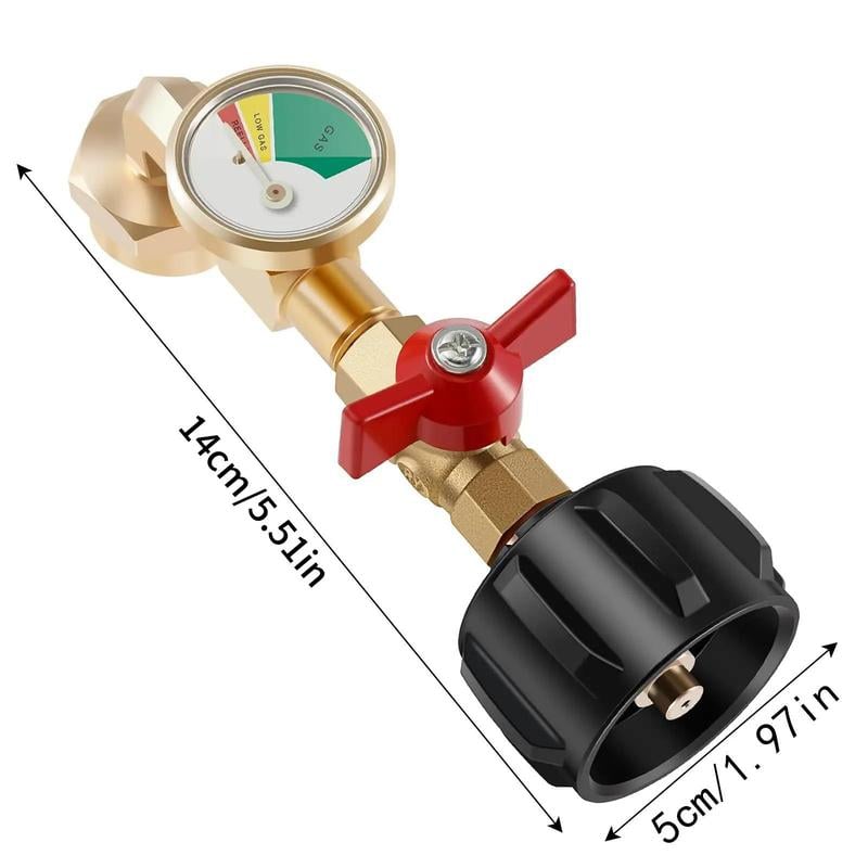 Propane Refill Adapter with Valve & Gauge, Ball Valve Gas Tank Gas Connector,