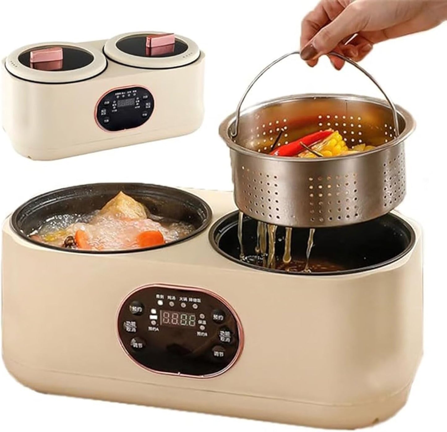 No More Cooking Conflicts✨2‑In‑1 Dual Liner Smart Slow Cooker For Different Dishes