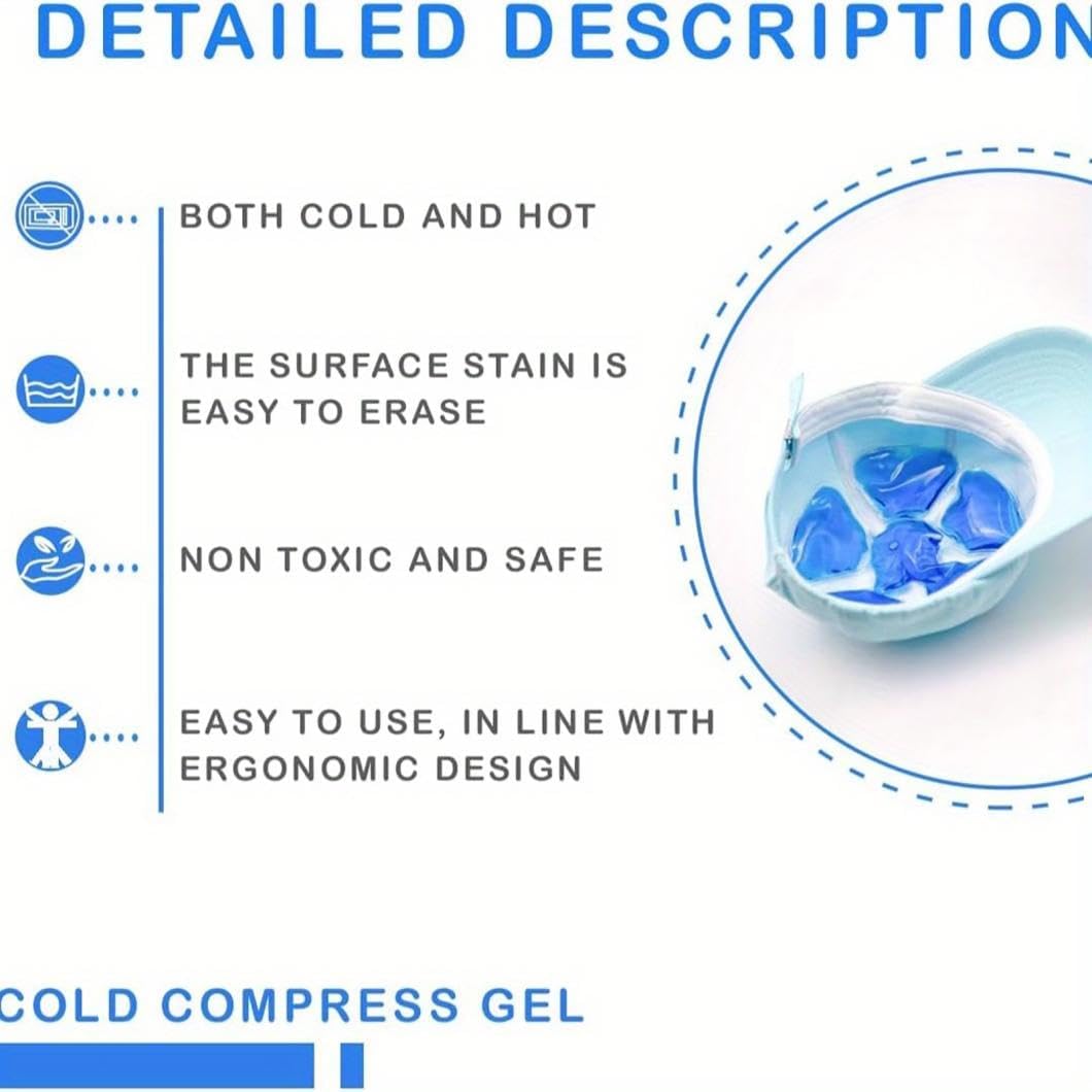 Ice Pack for Hard Hat, Reusable Cooling Gel Ice Packs for Hats, Foldable Fishing Hat Cooling Pad, Breathable Helmet Cool Liner for Comfortable Under-Hat Ice Liner for Running, Camping (Blue)