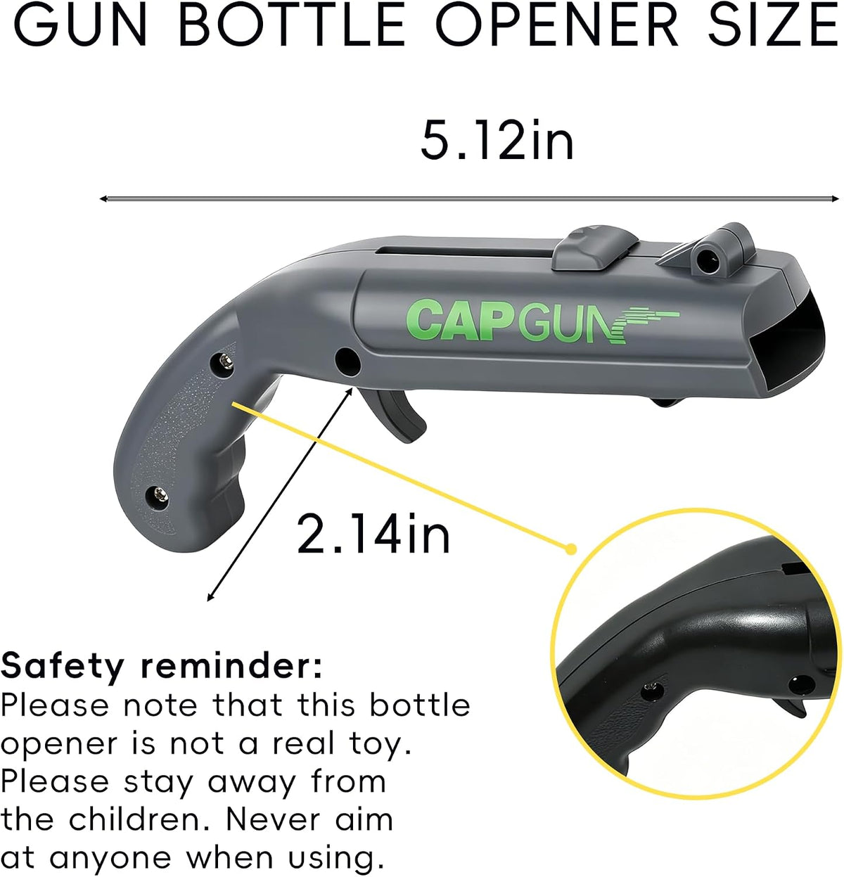 Shoot Bottle Caps! Novelty Gun‑Shape Bottle Opener For Party & Bar