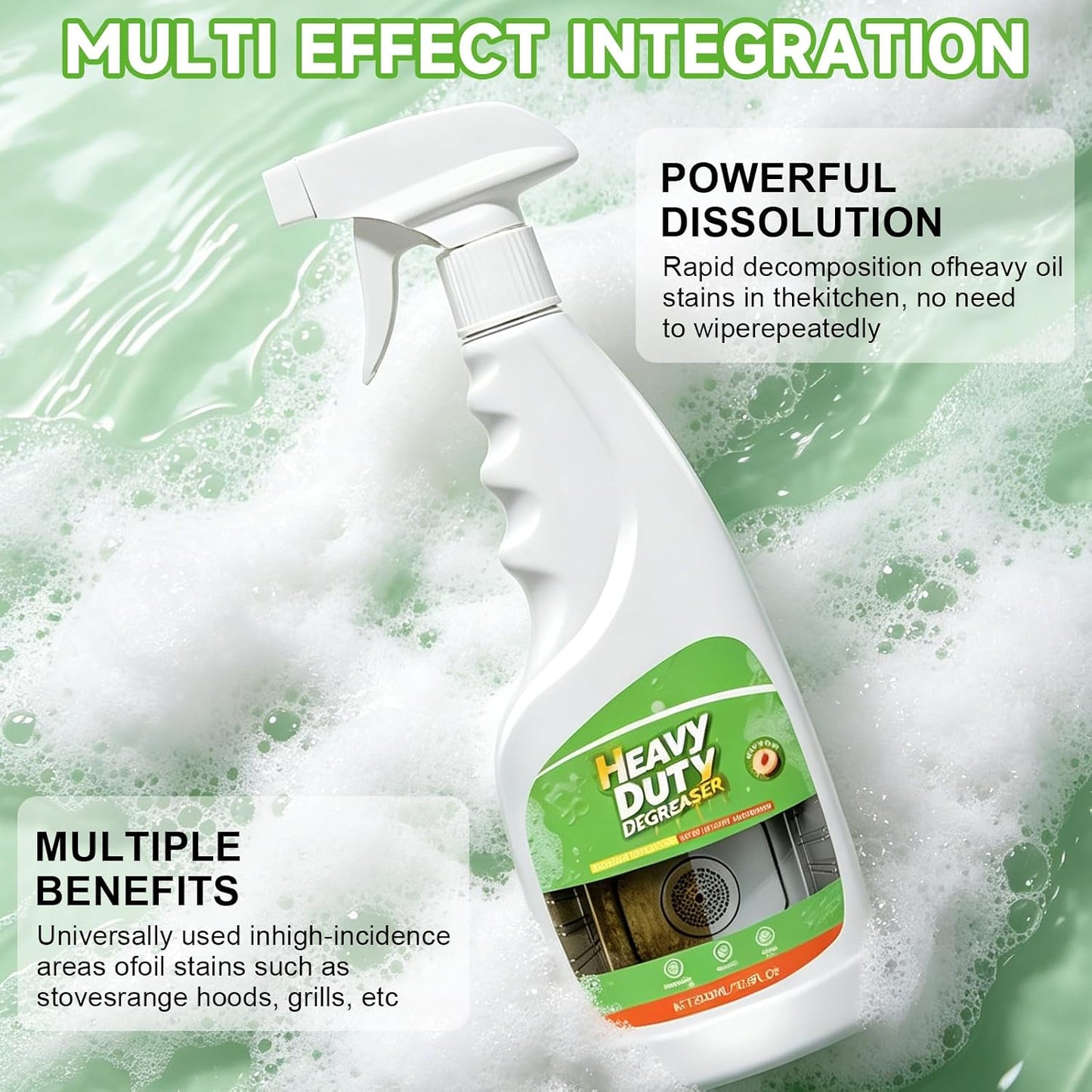 Heavy Duty Degreaser, 500ML Kitchen Cleaner Spray, All Purpose Cleaner Multi forStove, Range Hood, Cooktop & Kitchen Surface