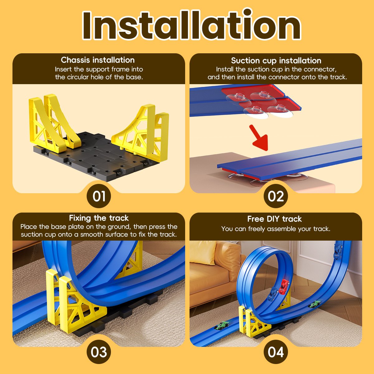 Flex Tracks for Kids,Rolls Up Portable Racetrack for Ages 3 & Up, Birthday Christmas Gifts for Kids
