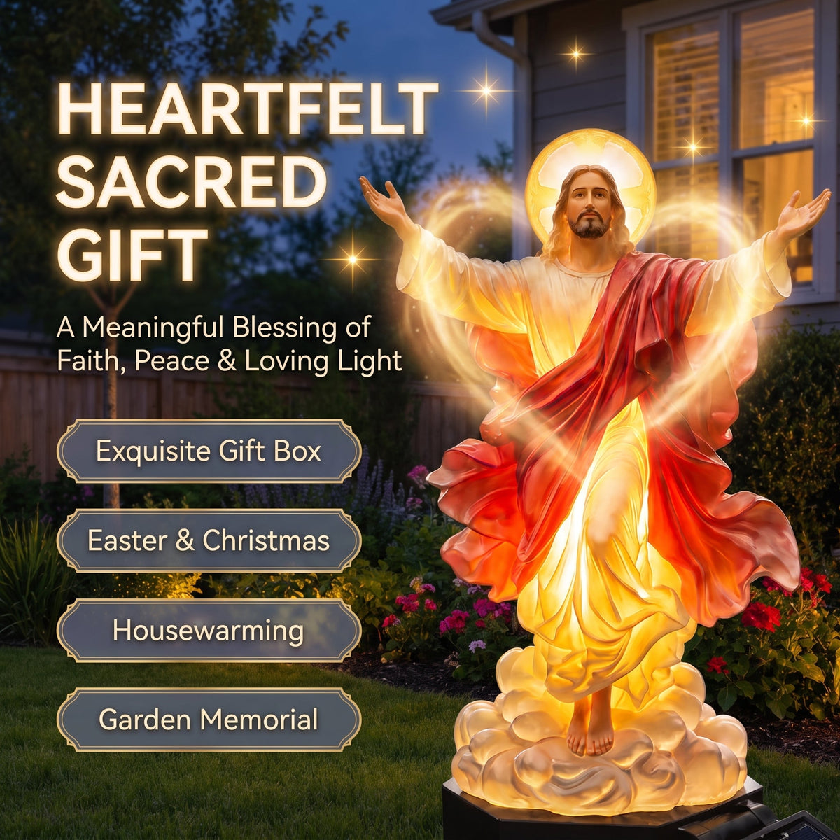 🔥Solar-Powered Illuminated Jesus Garden Statue