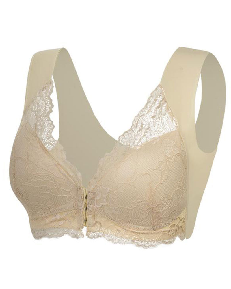 Shapecurve® Women's Contrast Lace Hook & Eye Front PushUp Bra