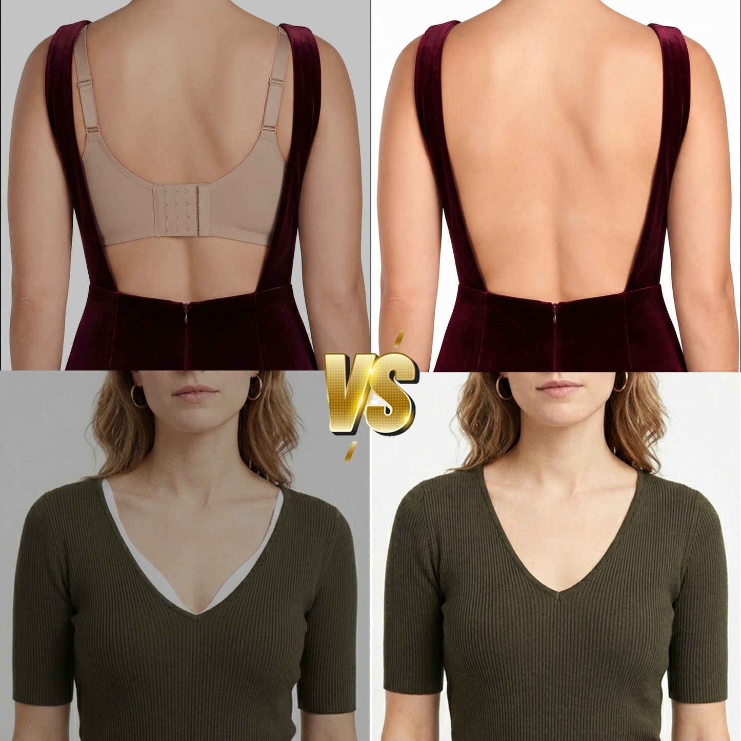 Women’s Solid Color Wireless Backless Bra