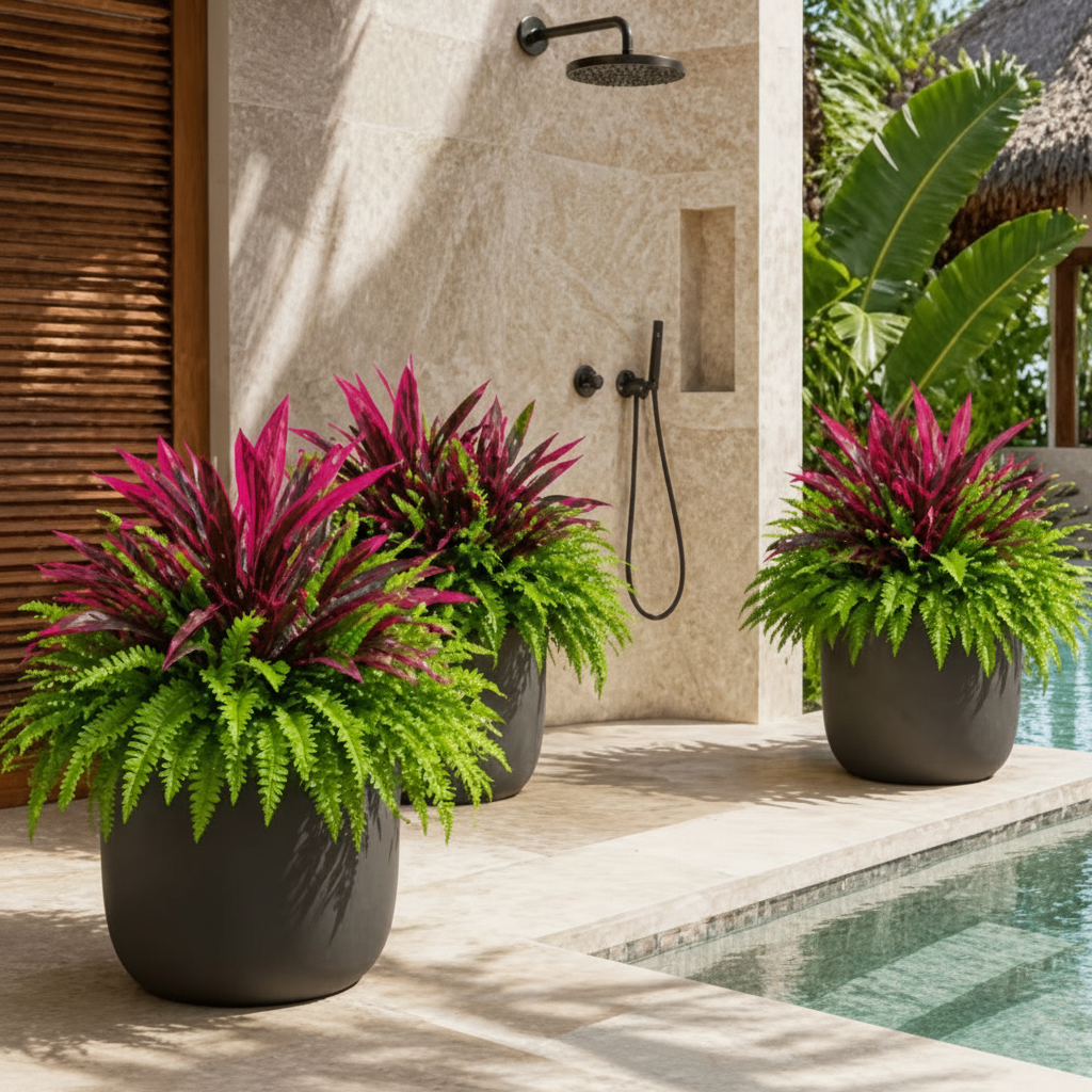 š„Summer Specialš„UV-Resistant Artificial Fern & Red Dracaena Decorative Plants ā Full, Lush & Fade-Resistant!