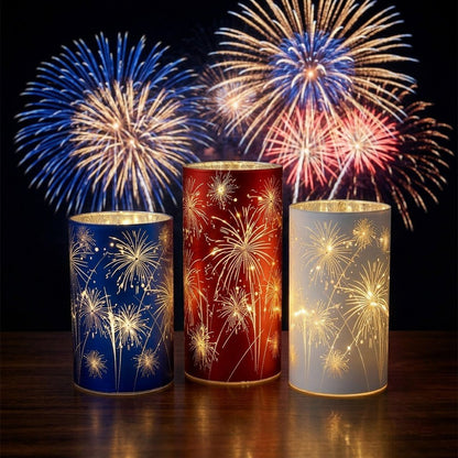 Celebration Firework Lanterns – Premium Patriotic Red, White & Blue Trio