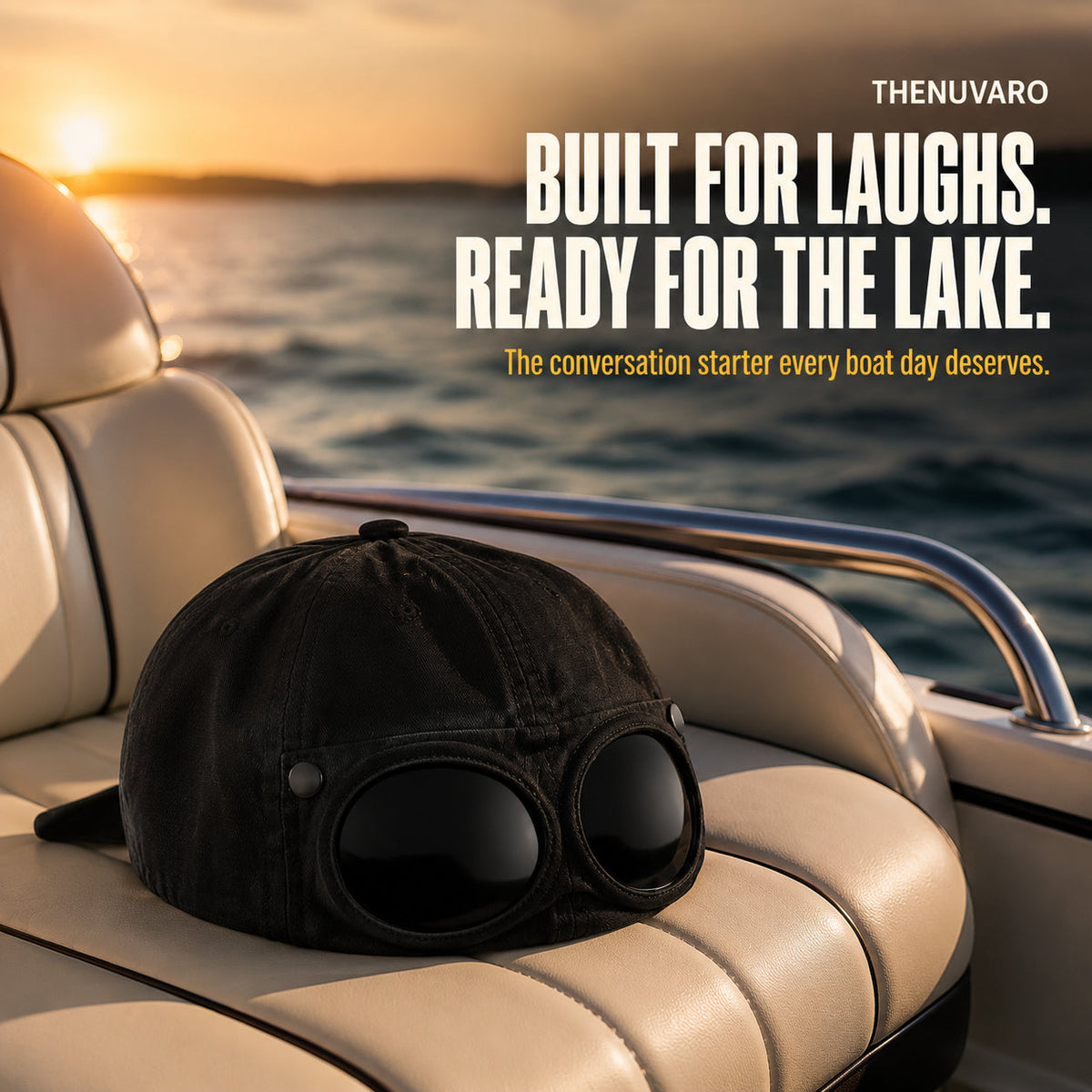 🧢 Pilot-Inspired Baseball Cap with Built-In Sunglasses – Novelty Goggle Sun Hat for Fishing, Boating & Outdoor Fun 🕶️✨