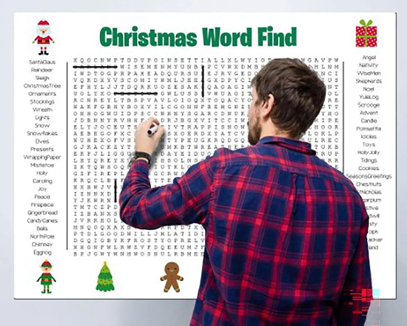 ⏰ Jumbo Thanksgiving & Christmas Word Search Poster – Giant 36"x24" Wall Game! 🎉