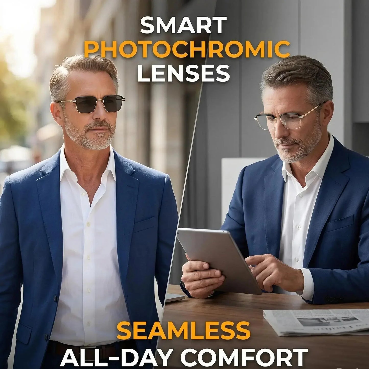 Dual Focus Anti Blue Light Glasses, All-Day Comfort Wear Without Dizziness for Men & Women