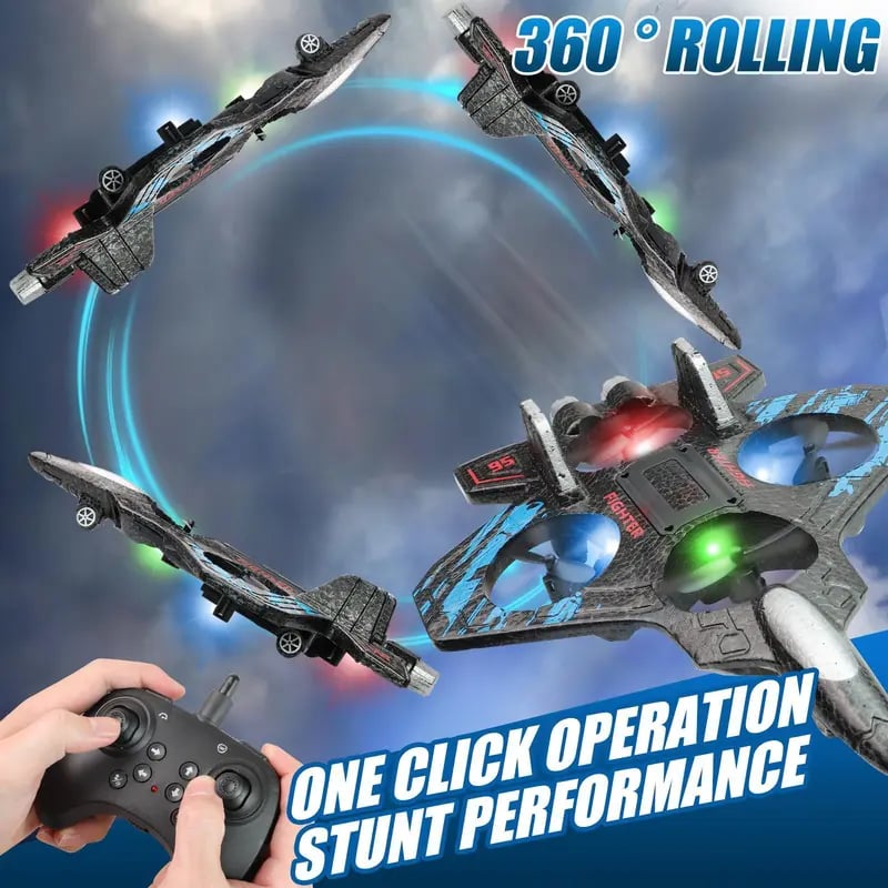 49% OFF This Week Promotions🎉🎉RC Stunt Fighter Jet Toy for Kids with 360° Flips & LED Lights