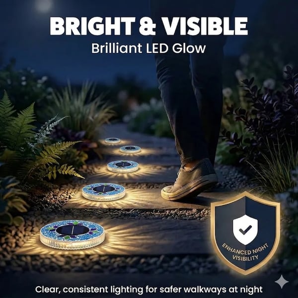 🛋️Solar Disk Lights – Handcrafted Mosaic Outdoor LED Waterproof In-Ground & Tabletop Wireless Lighting