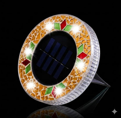 🛋️Solar Disk Lights – Handcrafted Mosaic Outdoor LED Waterproof In-Ground & Tabletop Wireless Lighting