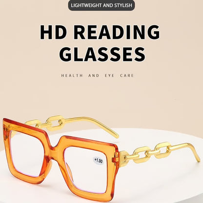 🎈🎈Lastday50%OFF-Women’s Oversized Square Chain Reading Glasses(1set-6pcs)