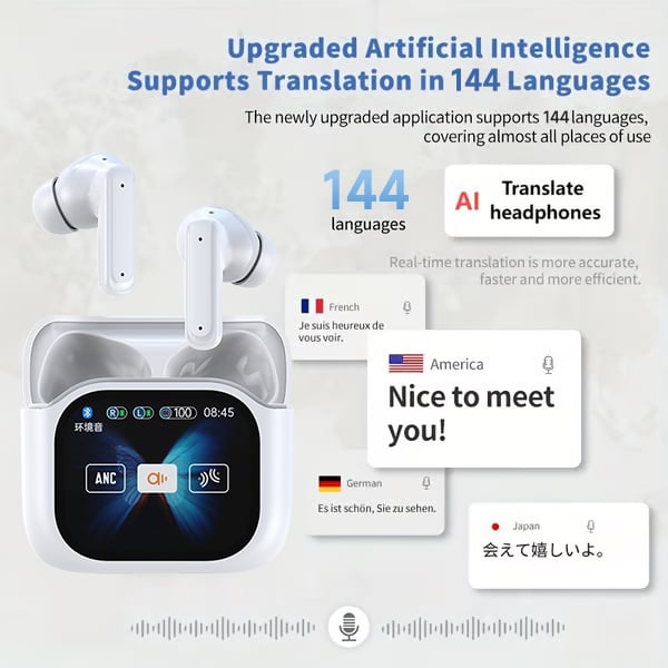 🔥Wireless Bluetooth Translation Earphone With LED display screen(Fit iOS & Android)