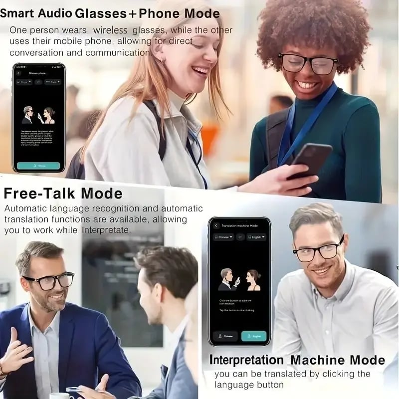🔥 AI Interpretation Smart Glasses🕶️164-Language Translation, Photochromic Lenses,  Hands-Free Audio