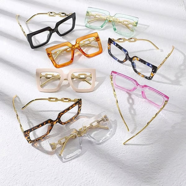 🎈🎈Lastday50%OFF-Women’s Oversized Square Chain Reading Glasses(1set-6pcs)