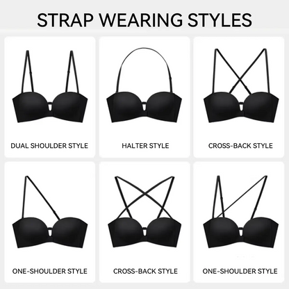 Strapless Front Closure Bra Wireless Push Up Padded Non Slip Tube Jelly Bra