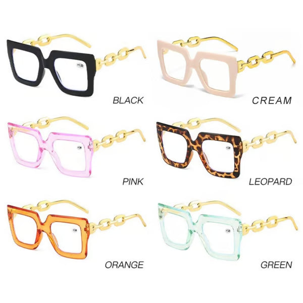 🎈🎈Lastday50%OFF-Women’s Oversized Square Chain Reading Glasses(1set-6pcs)