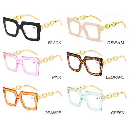 🎈🎈Lastday50%OFF-Women’s Oversized Square Chain Reading Glasses(1set-6pcs)