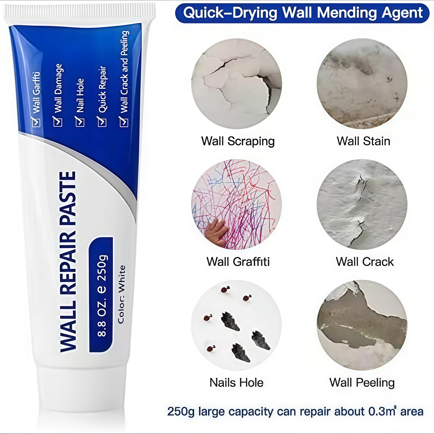 BLACK FRIDAY SALE✨Wall Repair Paste 250g – Fast-Drying Drywall Patch & Concrete Crack Filler