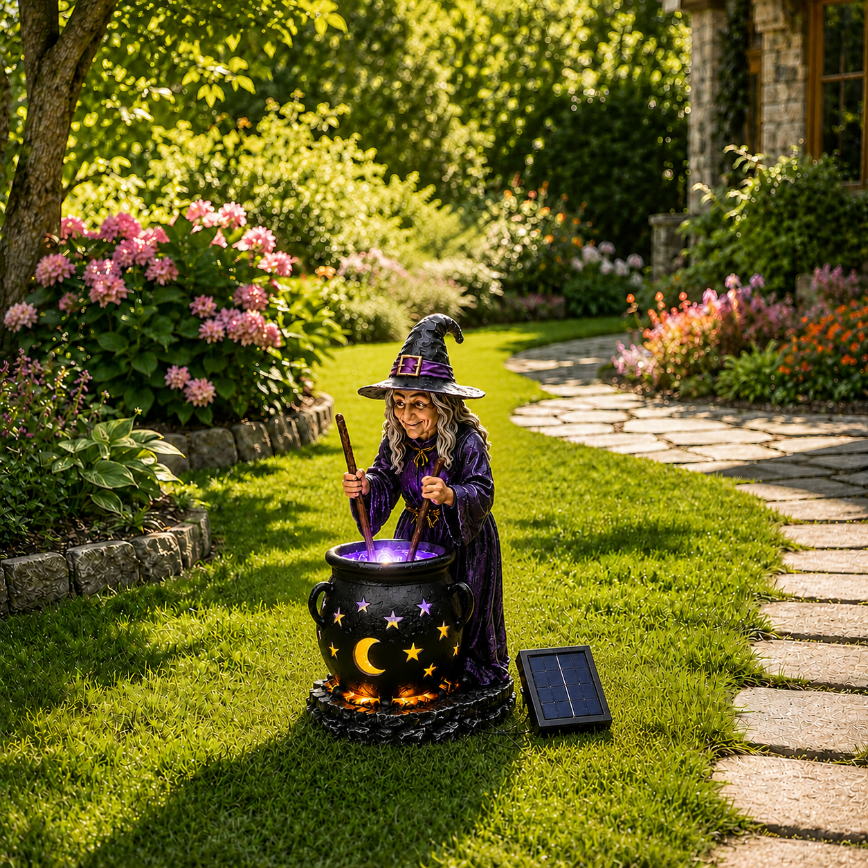 🪄Halloween Witch Glowing Cauldron Solar Light