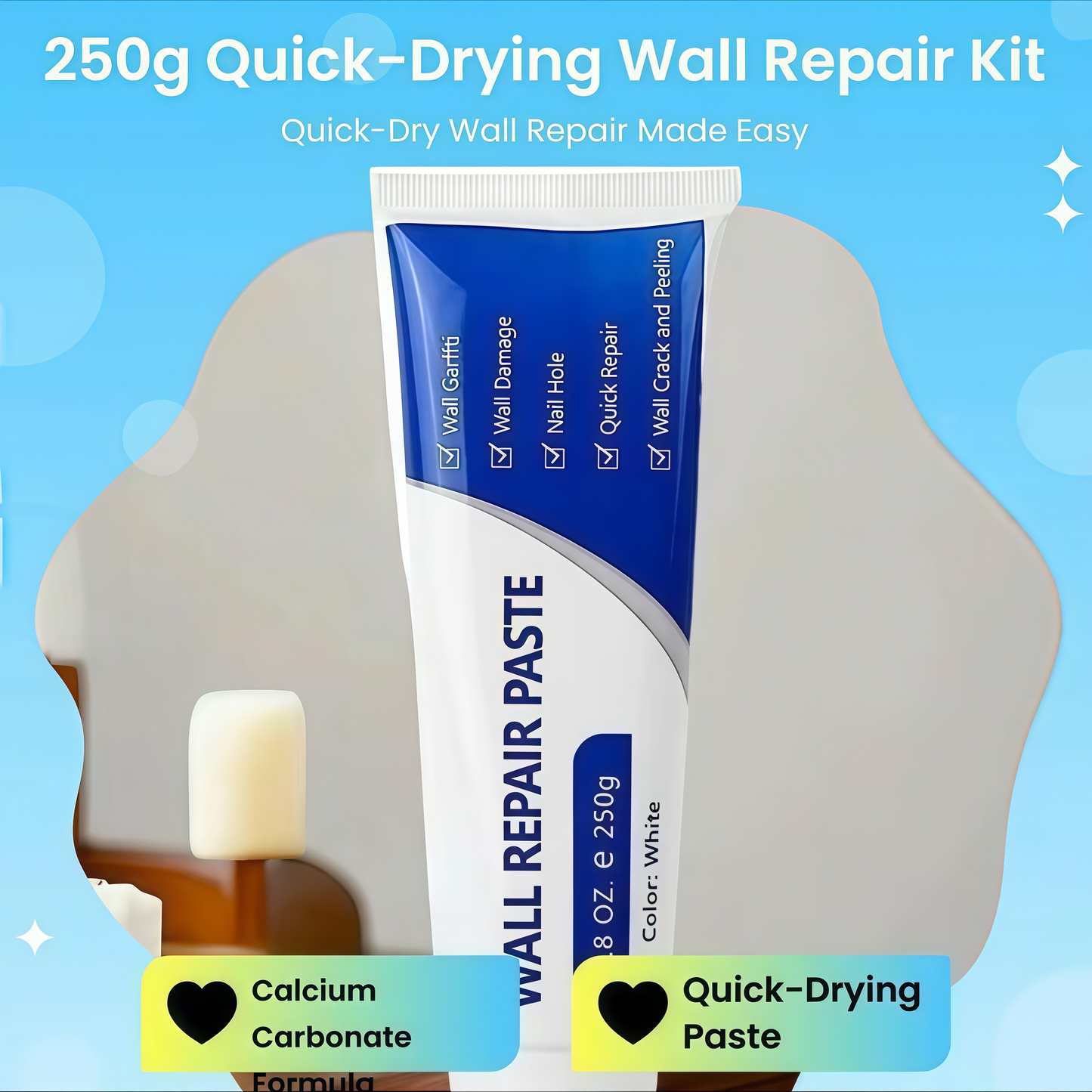 BLACK FRIDAY SALE✨Wall Repair Paste 250g – Fast-Drying Drywall Patch & Concrete Crack Filler