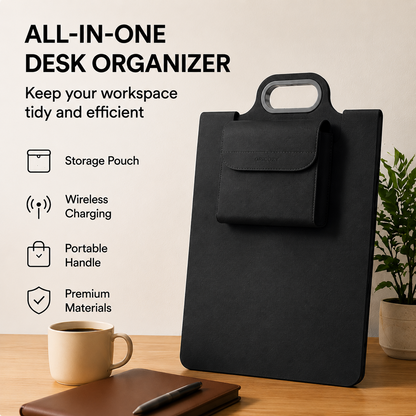 The All-In-One Mobile Workstation Sleeve | Built-In 15W Multi-Device Wireless Charger, Ergonomic Laptop Stand & Mousepad (Fits up to 16")