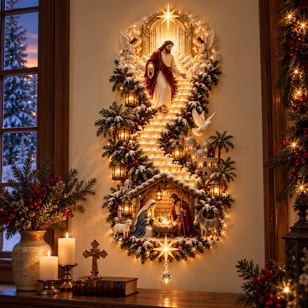 ✨ LAST DAY – 50% OFF! ✝️ Jesus Light Of Heaven Christmas Wall Hanging 🎄