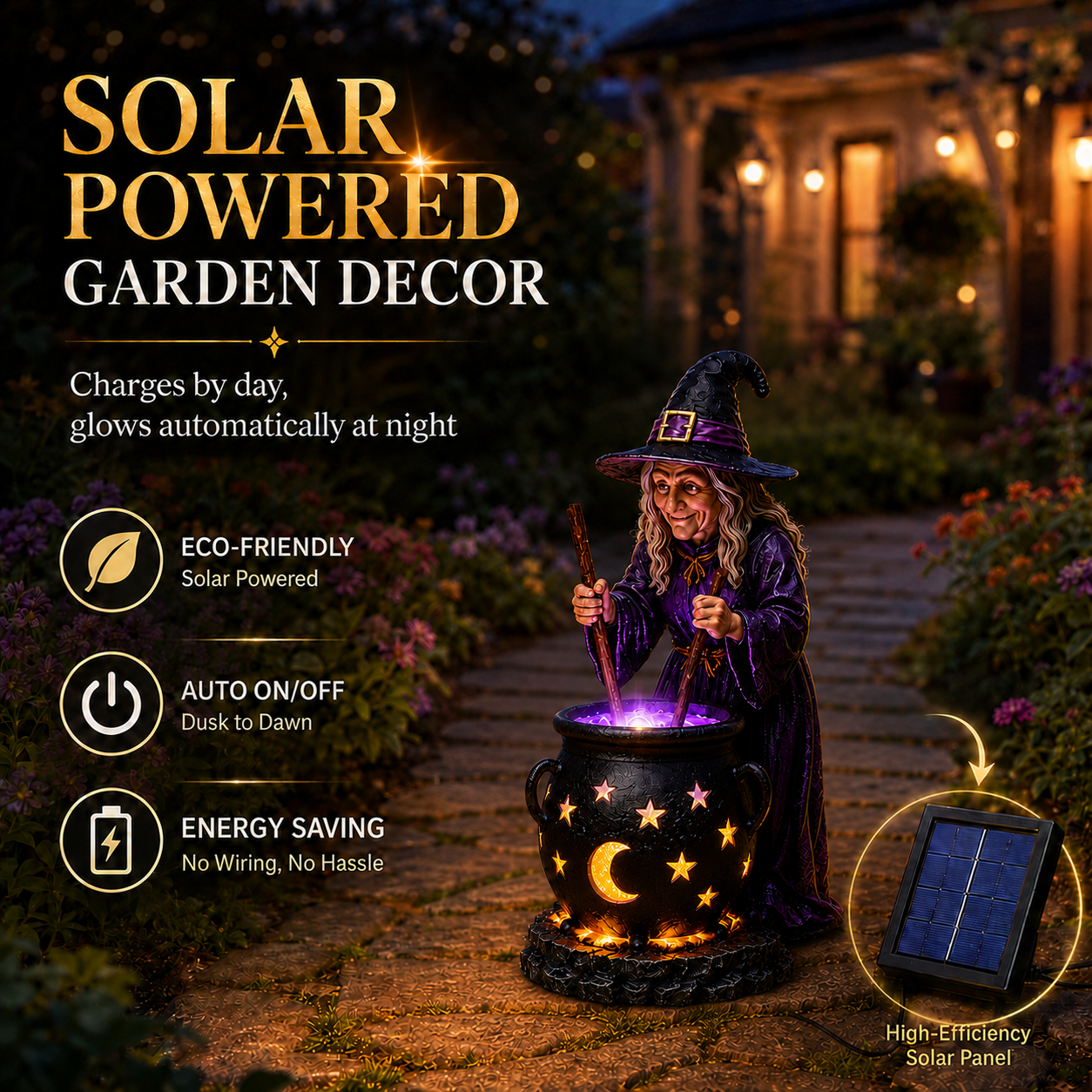 🪄Halloween Witch Glowing Cauldron Solar Light