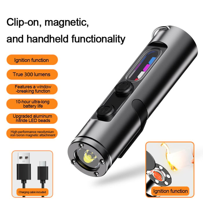 🔦Pocket Rechargeable EDC Flashlight: 500-lumen mini keychain flashlight