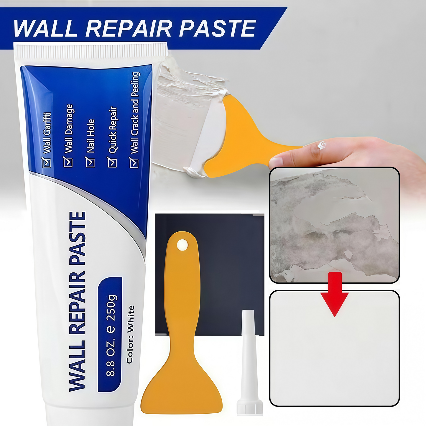BLACK FRIDAY SALE✨Wall Repair Paste 250g – Fast-Drying Drywall Patch & Concrete Crack Filler