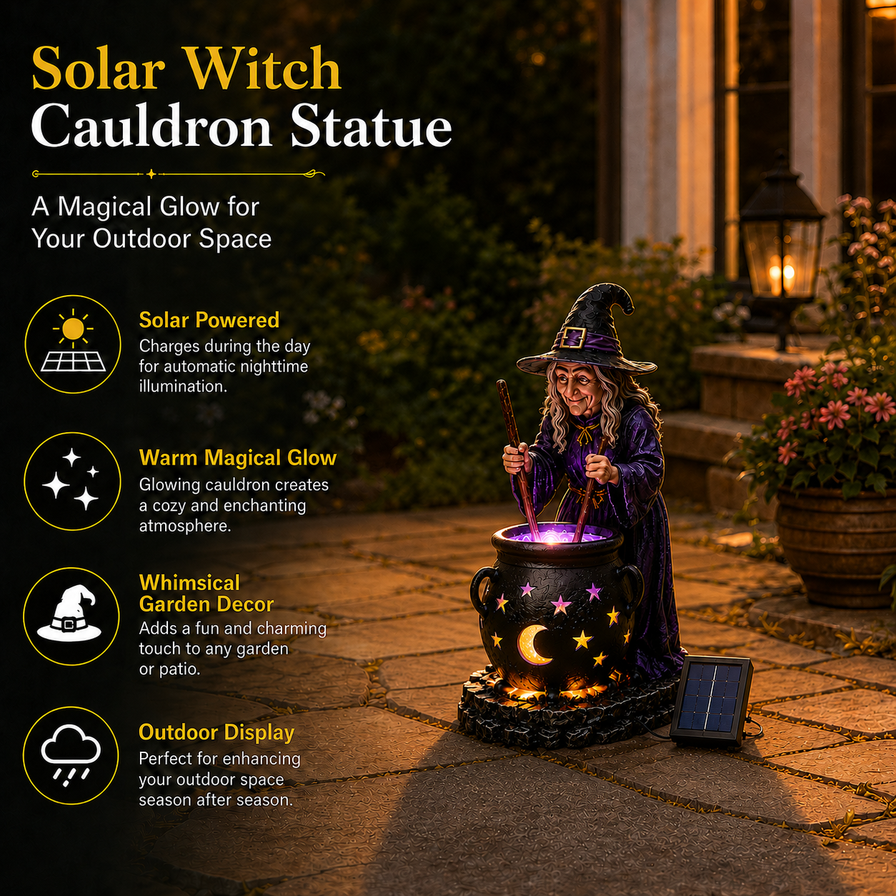 🪄Halloween Witch Glowing Cauldron Solar Light