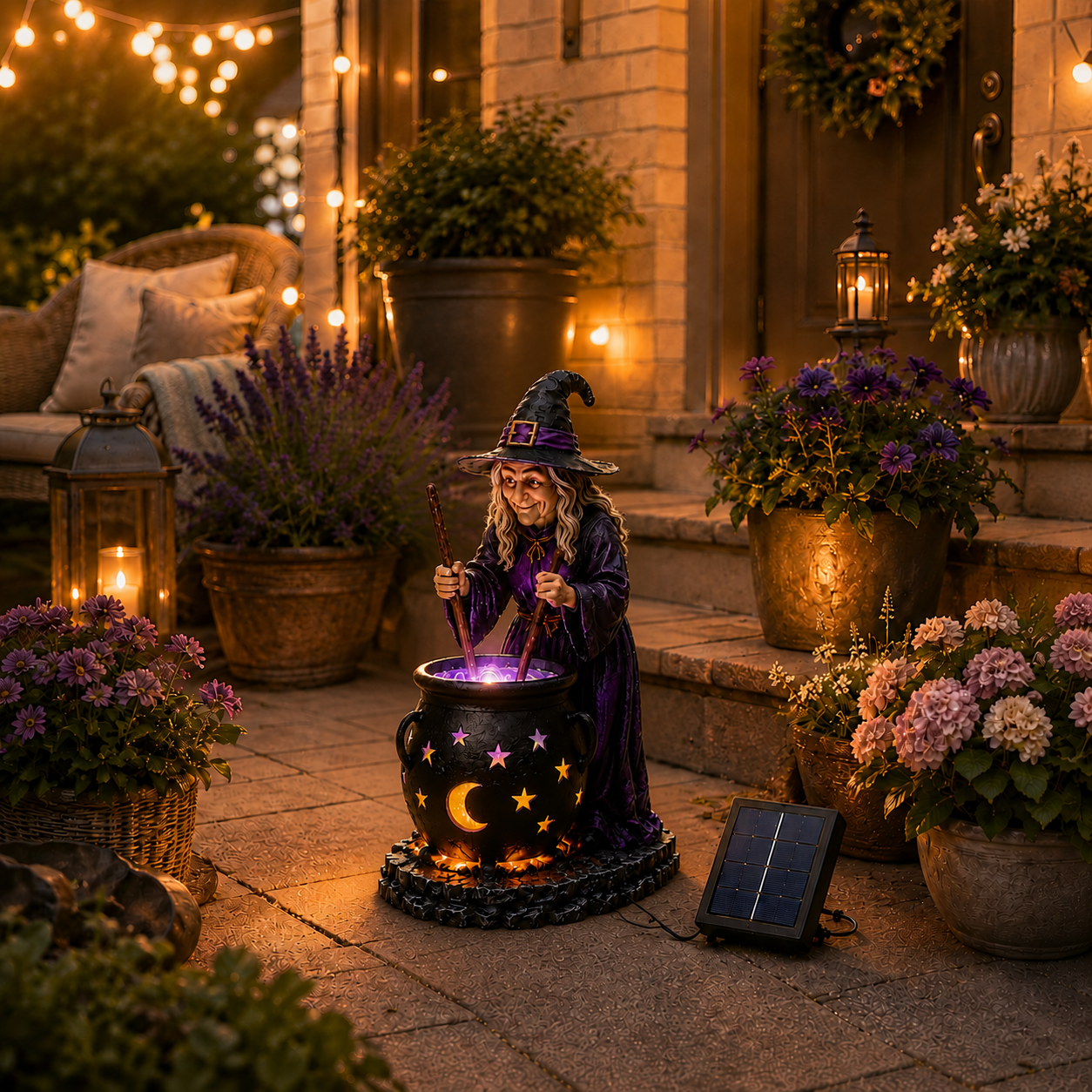 🪄Halloween Witch Glowing Cauldron Solar Light