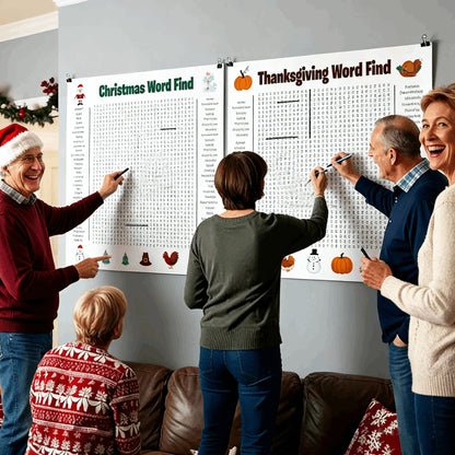 ⏰ Jumbo Thanksgiving & Christmas Word Search Poster – Giant 36"x24" Wall Game! 🎉