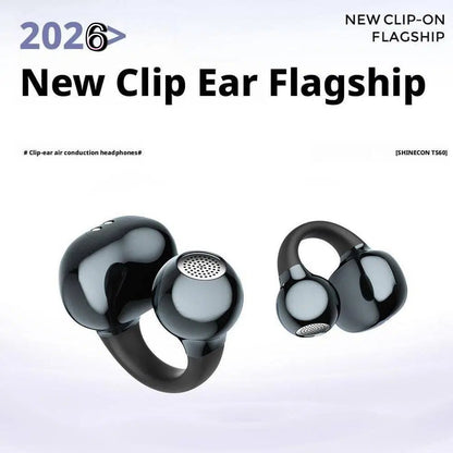 🎧2026 New Clip-On Open-Ear Headphones – Wireless Bluetooth Earbuds with AI Noise Cancelling, Rhinestone Decor & Water Resistant