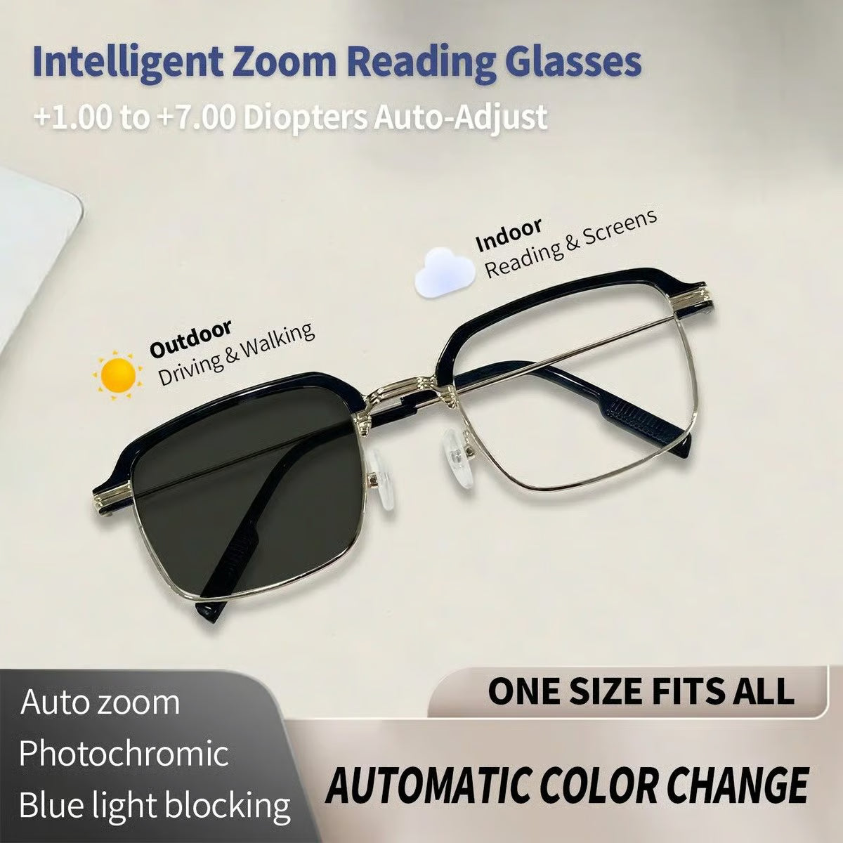 Dual Focus Anti Blue Light Glasses, All-Day Comfort Wear Without Dizziness for Men & Women