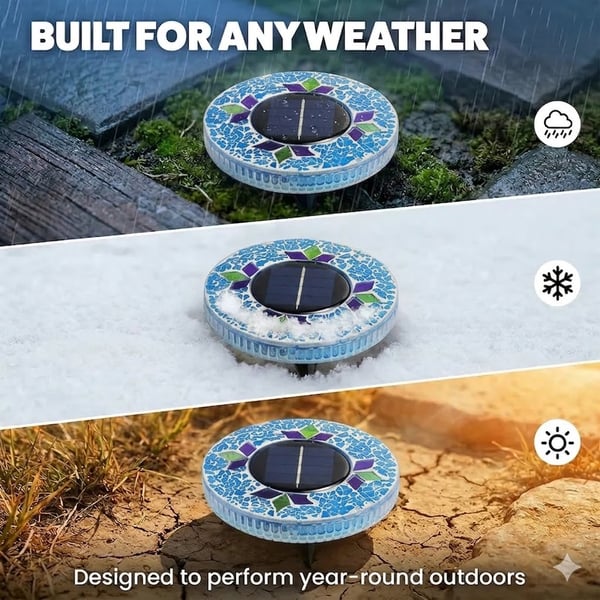 🛋️Solar Disk Lights – Handcrafted Mosaic Outdoor LED Waterproof In-Ground & Tabletop Wireless Lighting