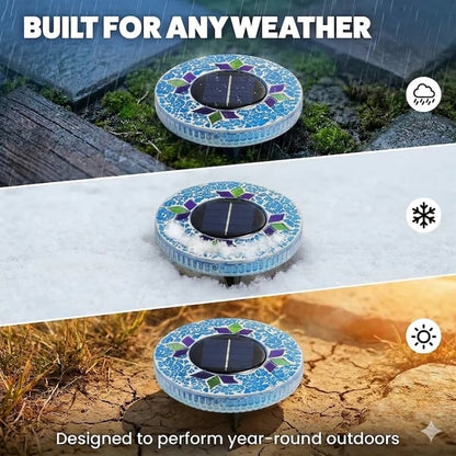 🛋️Solar Disk Lights – Handcrafted Mosaic Outdoor LED Waterproof In-Ground & Tabletop Wireless Lighting