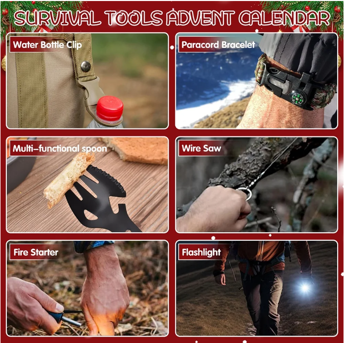 Vicigift 2025 Outdoor Survival 24-Tool Kit Advent Calendar