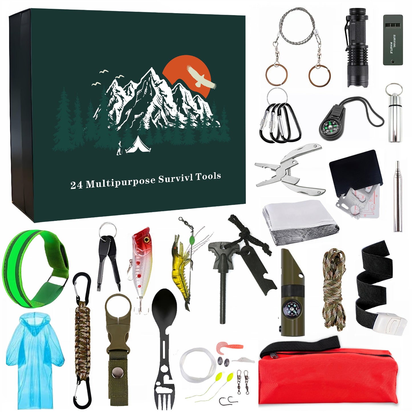 Vicigift 2025 Outdoor Survival 24-Tool Kit Advent Calendar