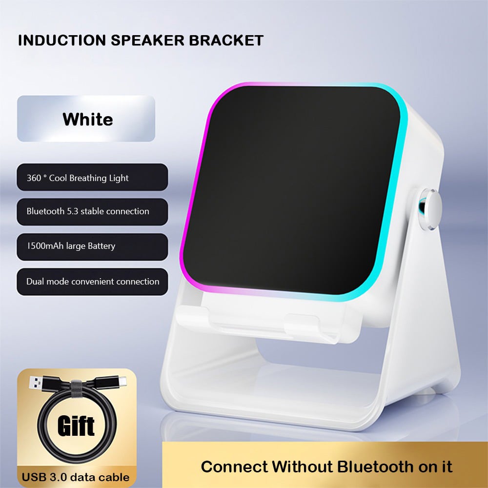 Wireless Induction Speaker 5-in-1 Bluetooth Speaker with Phone Stand,Stereo Sound
