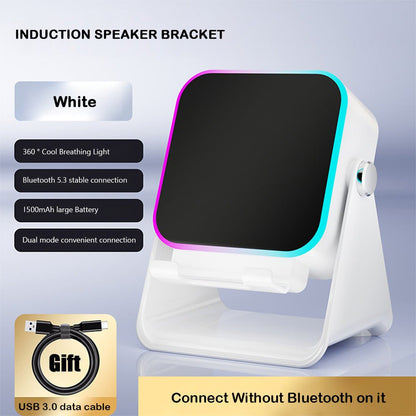 Wireless Induction Speaker 5-in-1 Bluetooth Speaker with Phone Stand,Stereo Sound