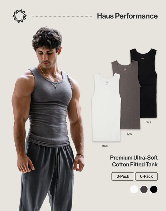Haus | Premium Ultra-Soft Cotton Fitted Tanks 3 Pack / 6 Pack
