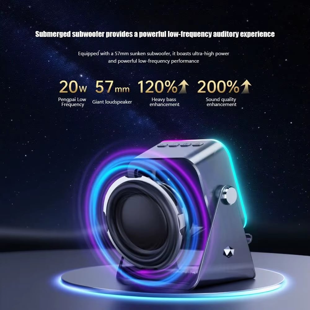 Wireless Induction Speaker 5-in-1 Bluetooth Speaker with Phone Stand,Stereo Sound
