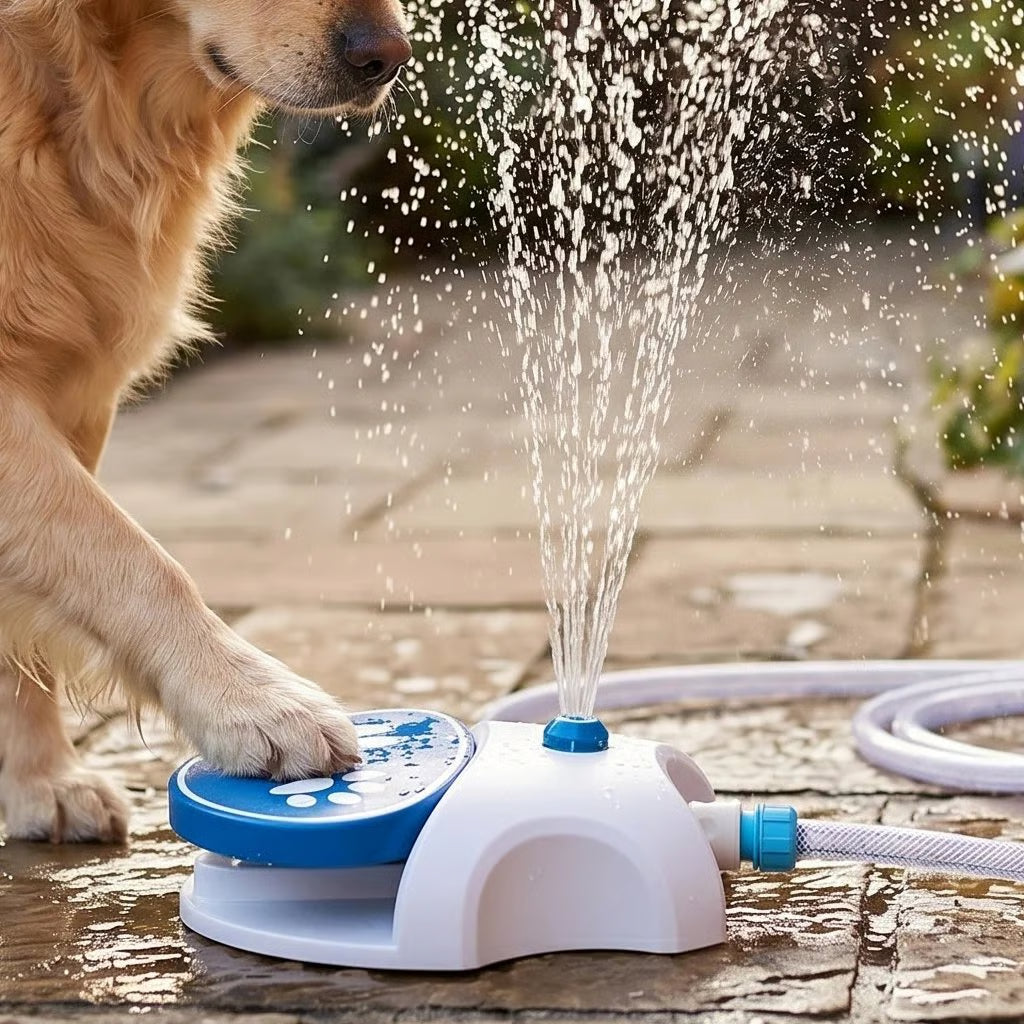 The Ultimate 2-in-1 Outdoor Dog Water Oasis: Paw-Activated Fountain & Splash Pad