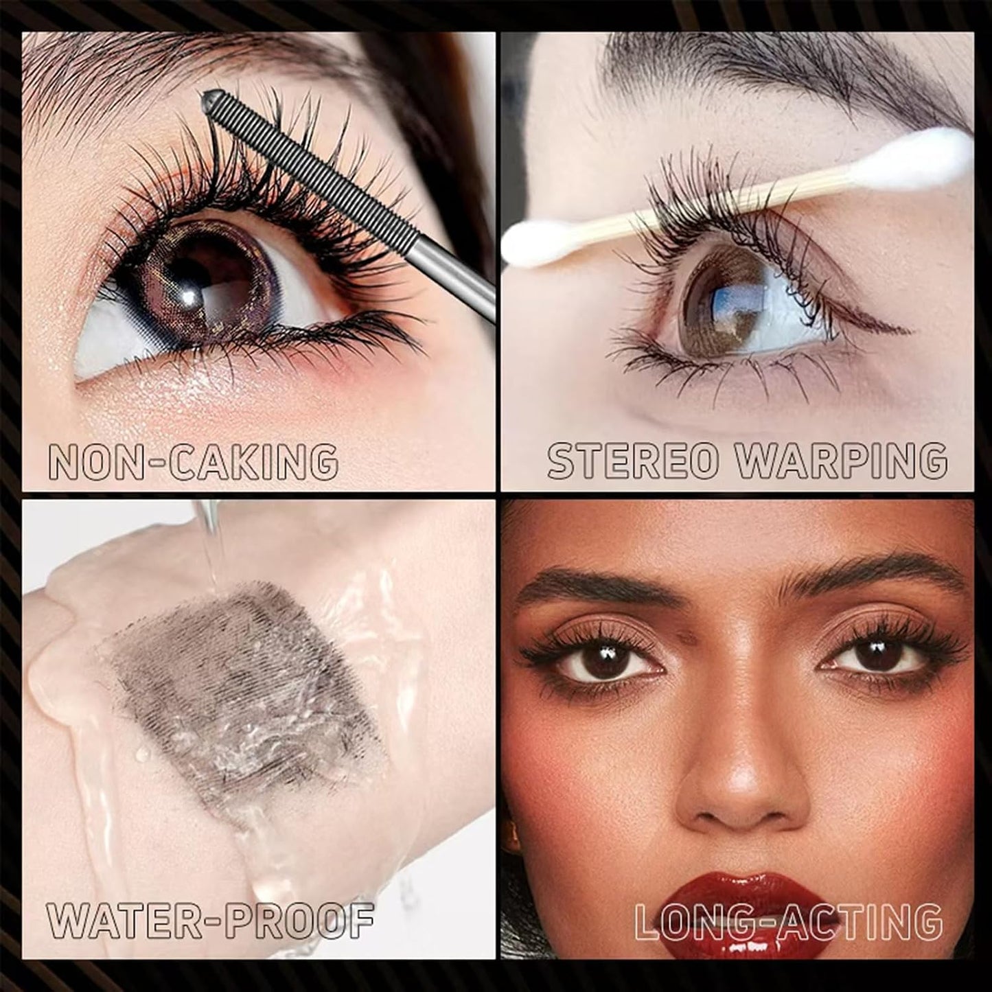 Iron Wand Mascara - Telescopic Tubing Mascara, Liquid LashExtensions Effect, Waterproof & Long-Lasting, No Flaking,No Clumping, 3D Curling Wand for Bold, Defined Lashes(Black)