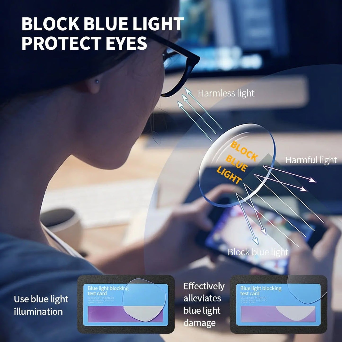 Dual Focus Anti Blue Light Glasses, All-Day Comfort Wear Without Dizziness for Men & Women